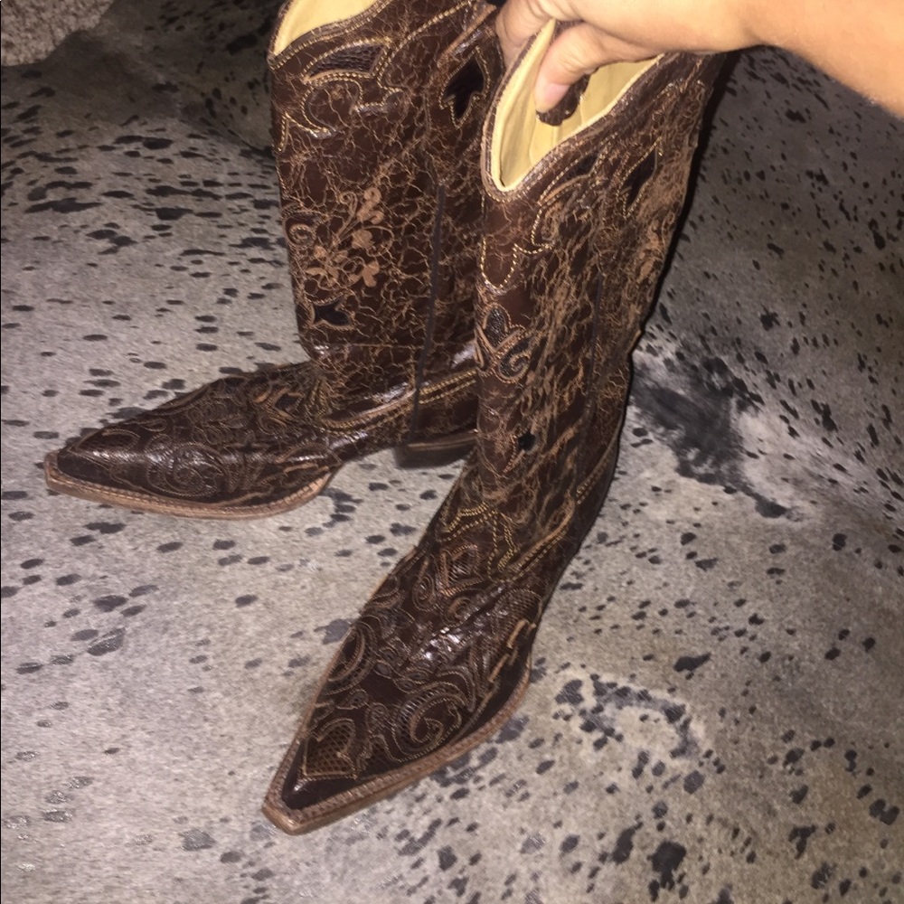 Corral Lizard Inlay Cowboy Boots - NEW