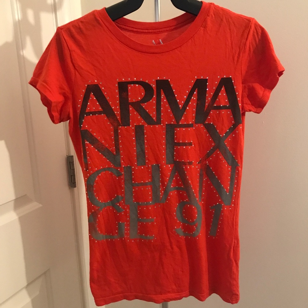 Armani Exchange red Logo Tee