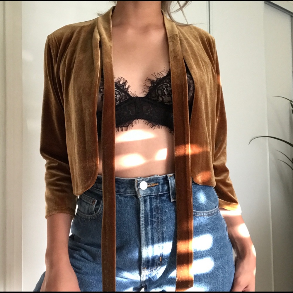 velvet cropped cardigan
