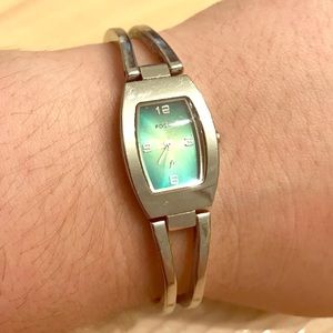 Fossil Stainless Steel Green Face Watch Fossil Stainless Steel Green Face Watch