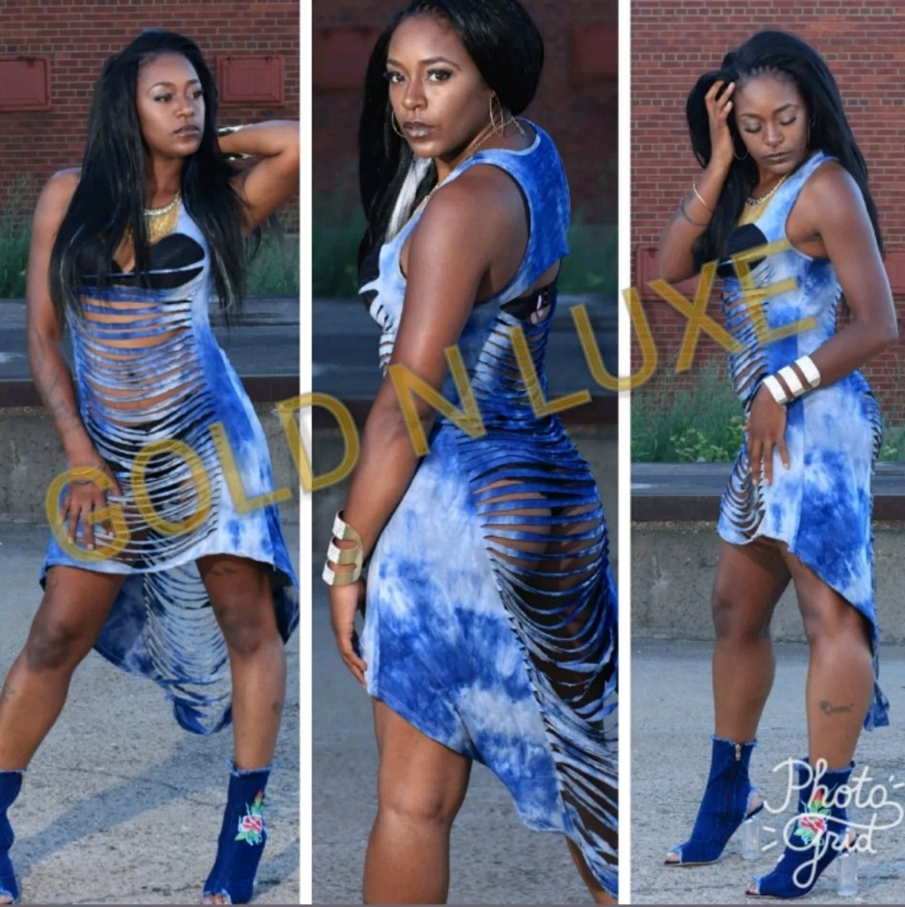 Denim like distress dress