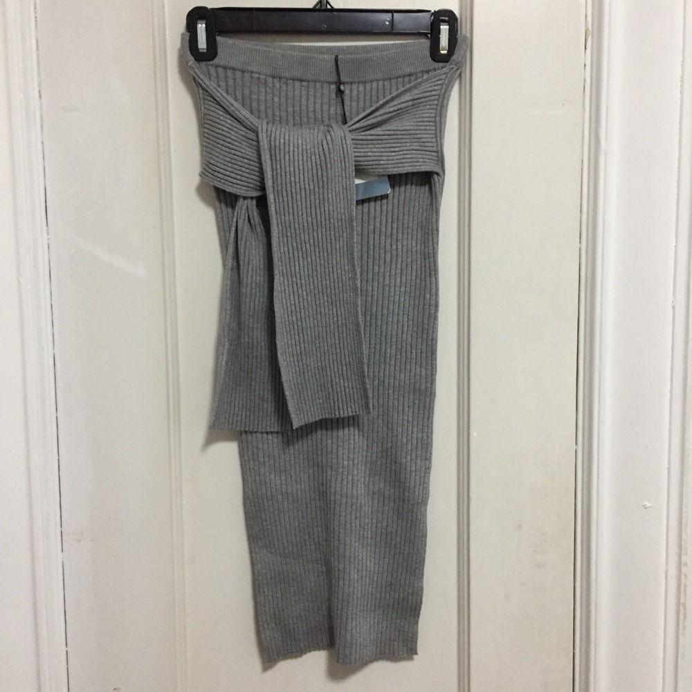 Grey cable knit wrap skirt