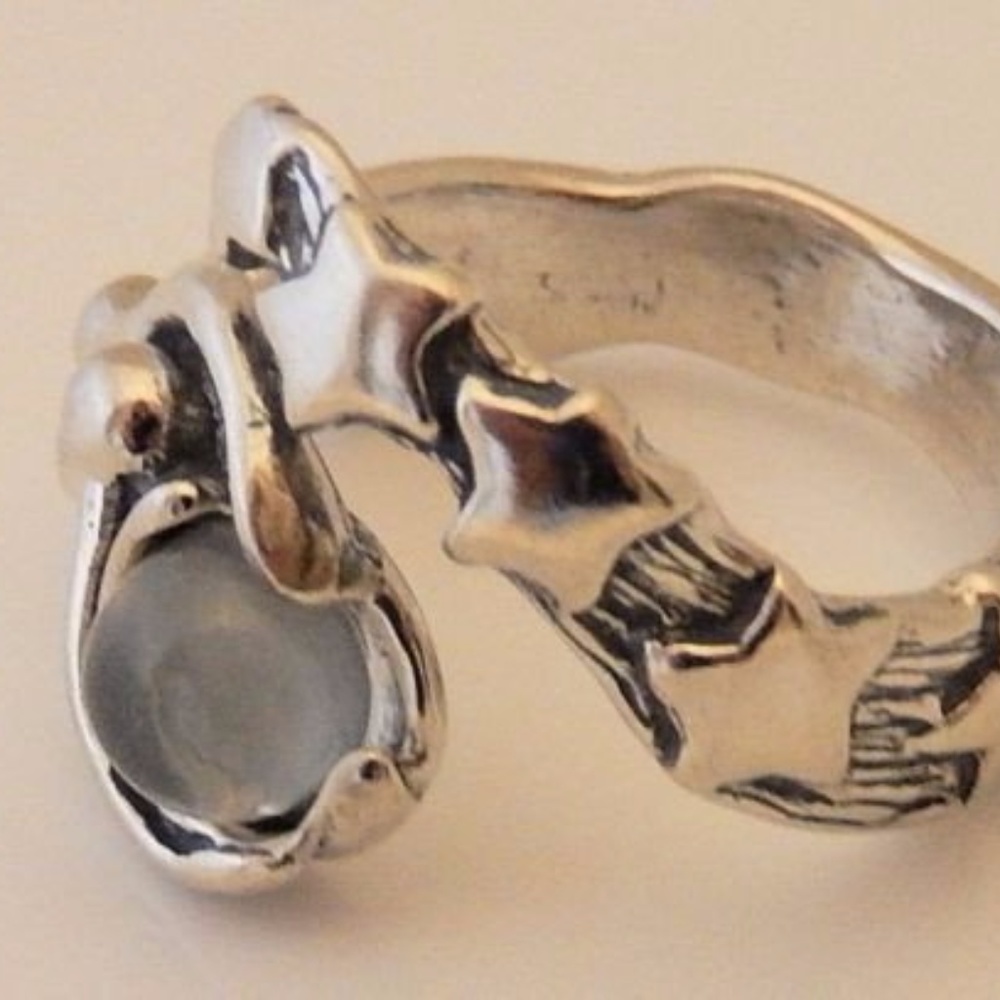 STAR Goddess Ring Sterling Silver w/ Moonstone - Picture 4 of 7