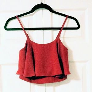 Red Ruffle Crop Top