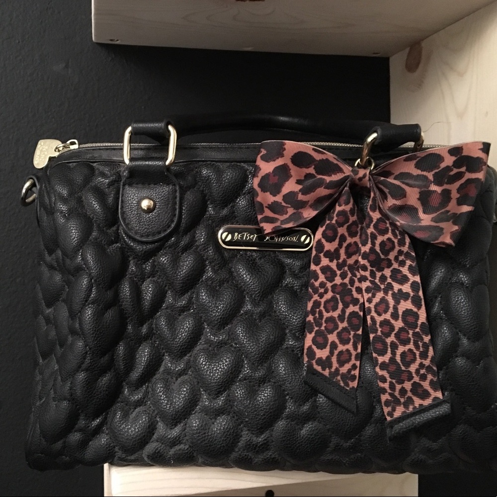 Betsey Johnson heart quilted black bag