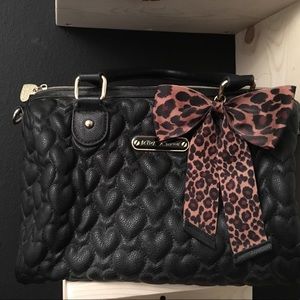 Betsey Johnson heart quilted black bag