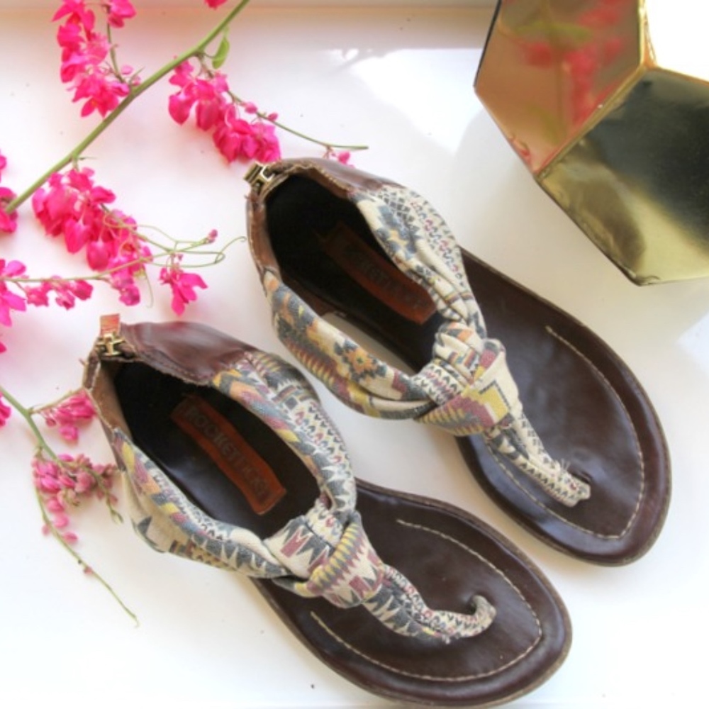 Printed Sandals with Thick Sole