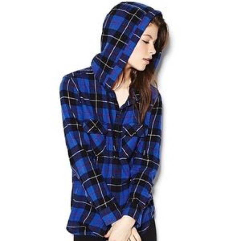 Garage Blue Flannel Hoodie
