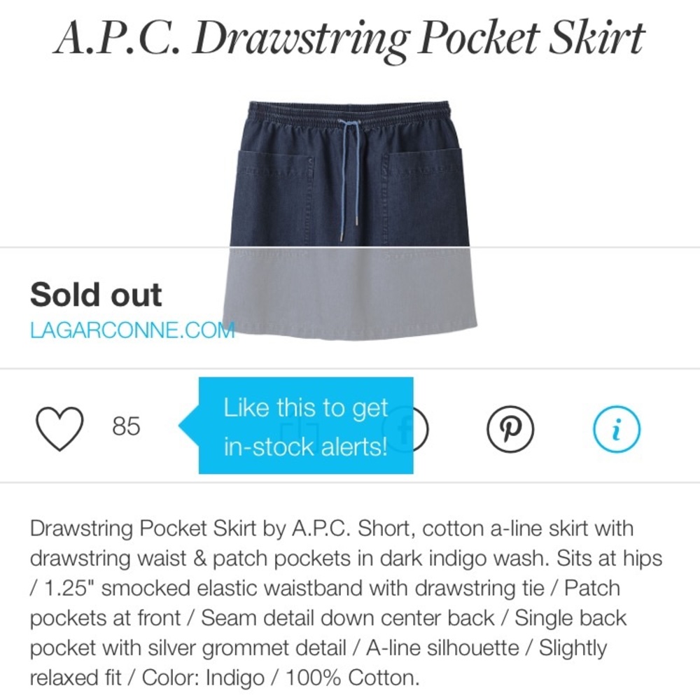 APC Drawstring Pocket Skirt - Picture 2 of 6