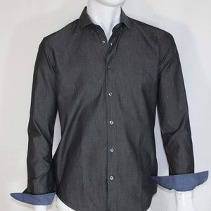 New Hugo Boss Deep Gray Men's Slim Fit Shirt Sz M