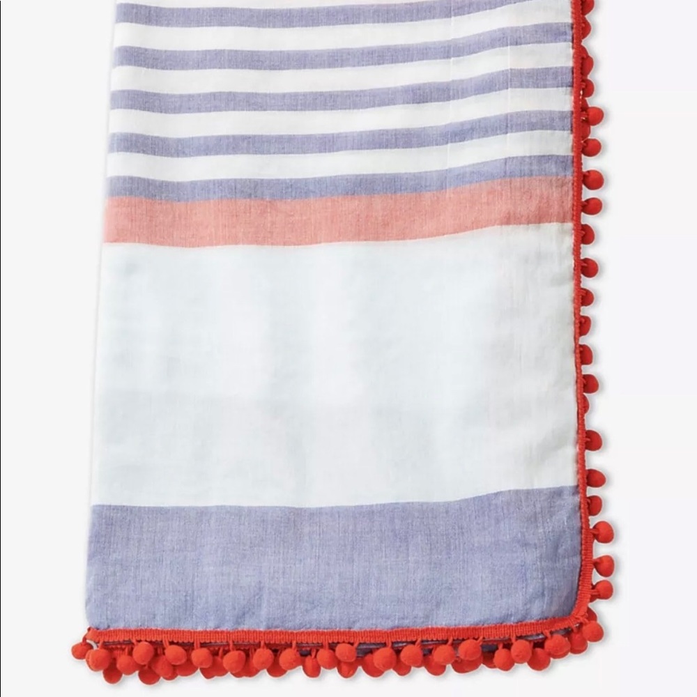 EXPRESS Pom Fringe Stripe Scarf