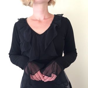 Vintage Black Ruffle Bodysuit Vintage Black Ruffle Bodysuit