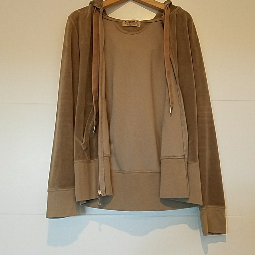 Juicy Couture velour hoodie, sz Medium, Tan