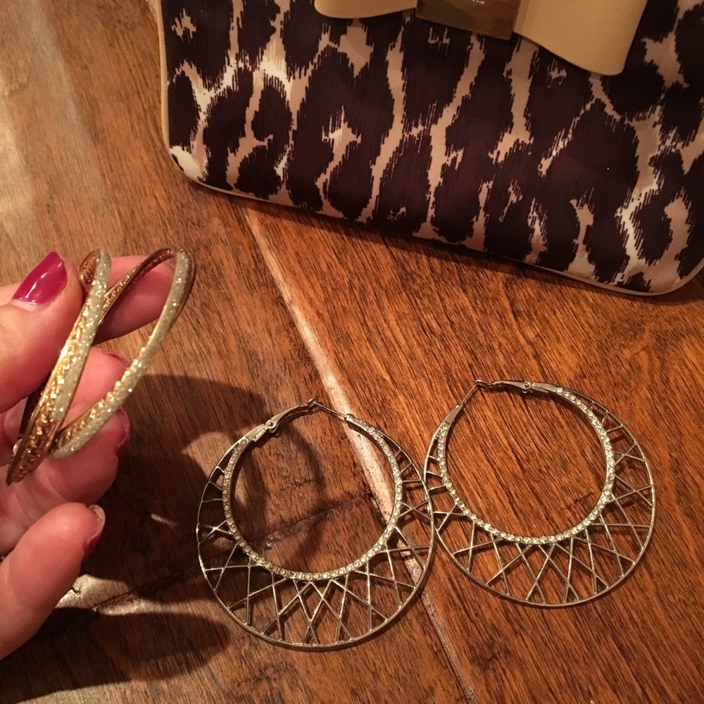 Macy's Hoop earring bundle. Glamorous and shiny!