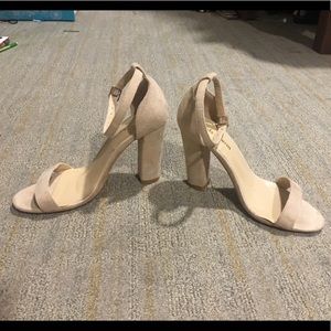 Nude block heels (3 in)