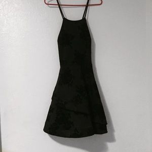Black Floral Homecoming Dress ( Backless )