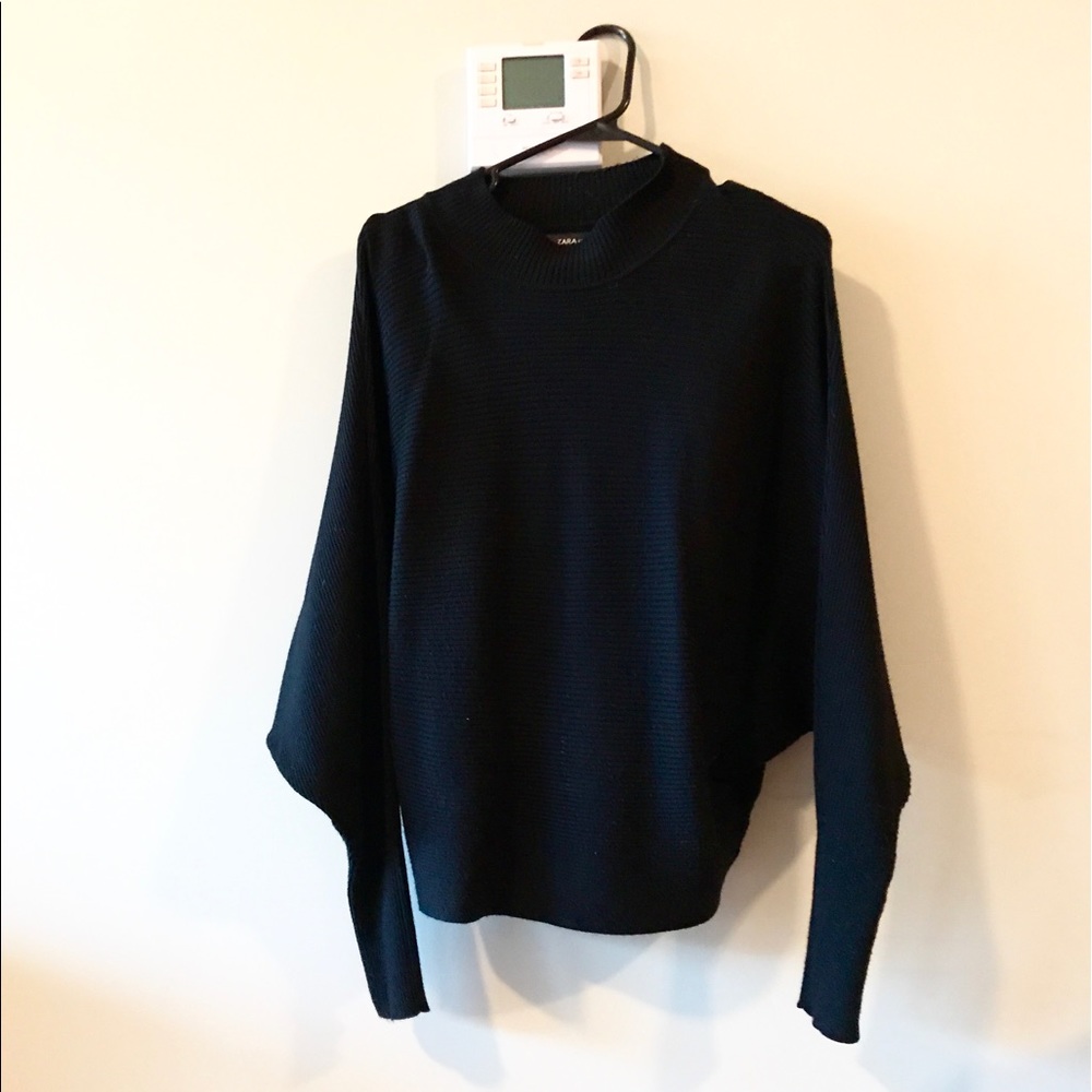 Zara black ribbed knit sweater XS