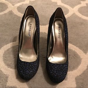 Womens' size 7.5 bamboo navy/black pumps