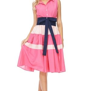 TOV Pink Navy Suji Dress