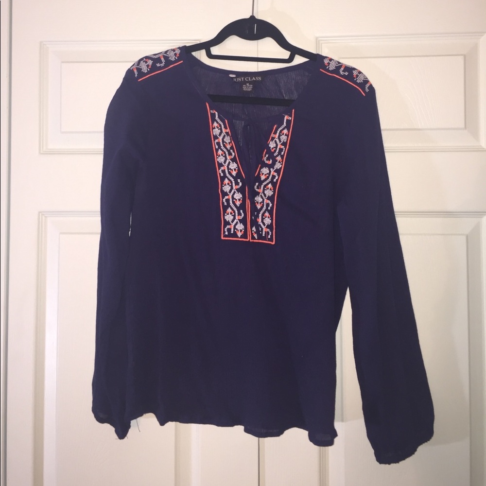 Blue Peasant Blouse