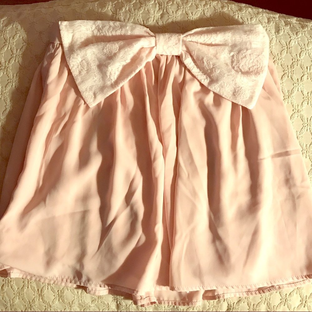 Lace blush bow skirt