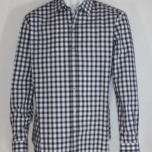 New Hugo Boss Mens Gray Checks Sharp Fit Shirt XXL - Picture 1 of 3