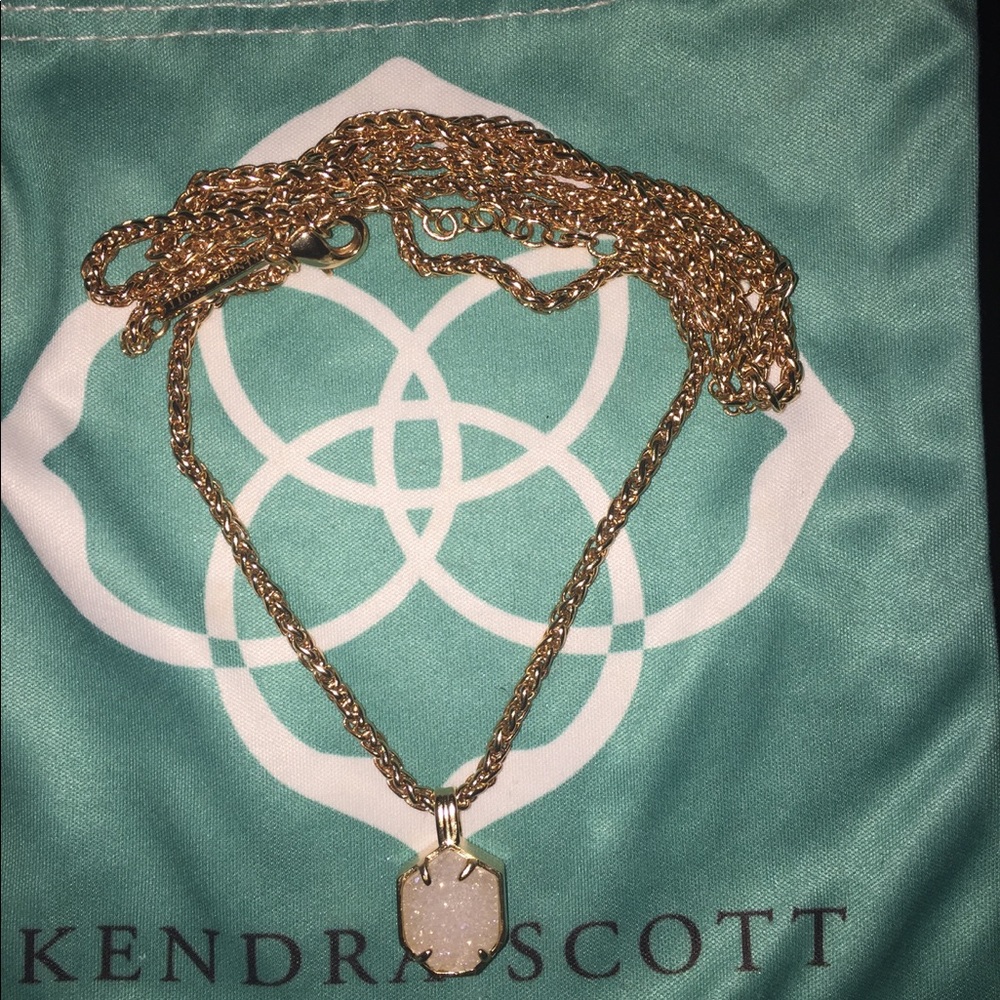 Kendra Scott rose gold long drusy necklace