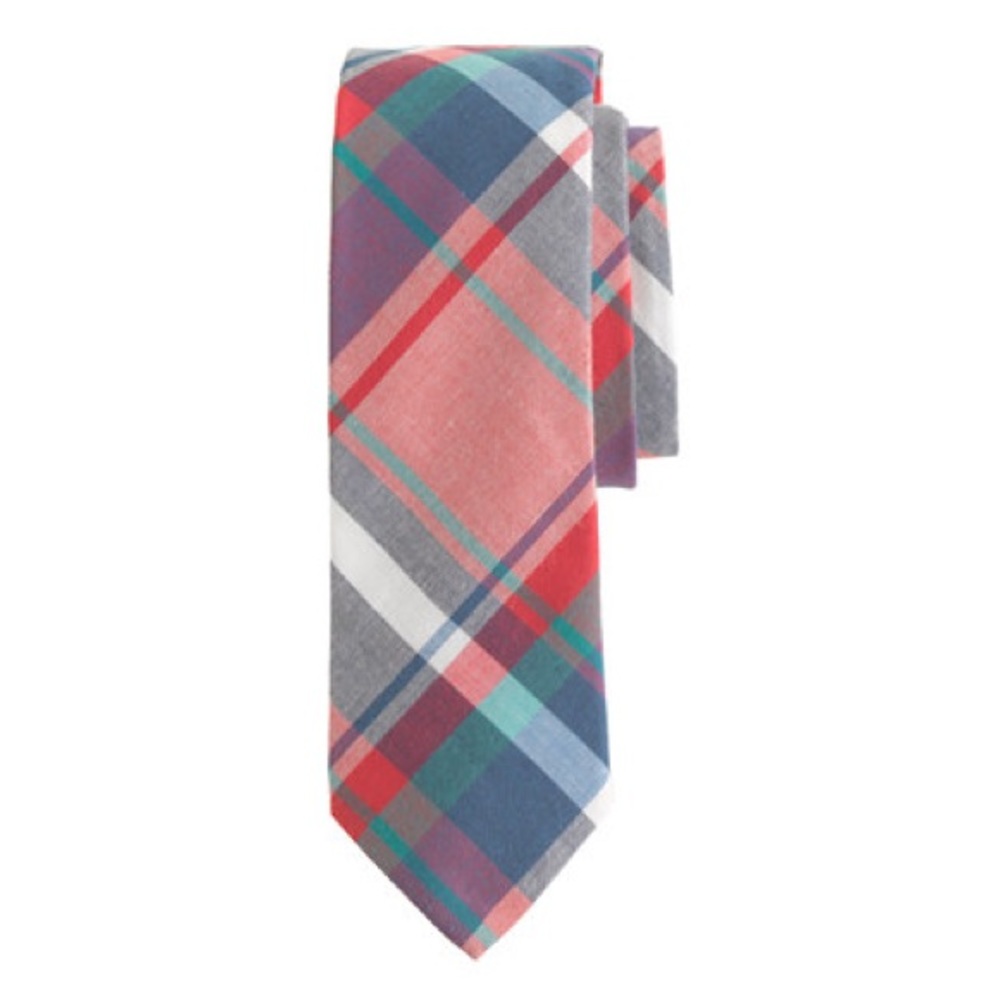 J. Crew Indian Cotton Tie in Rose Tile Plaid