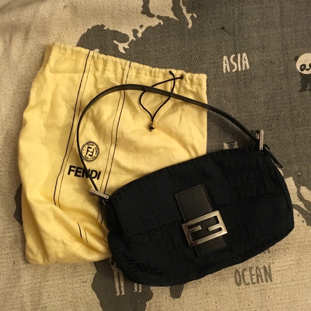 Fendi Black Monogram Signature baguette w dust bag