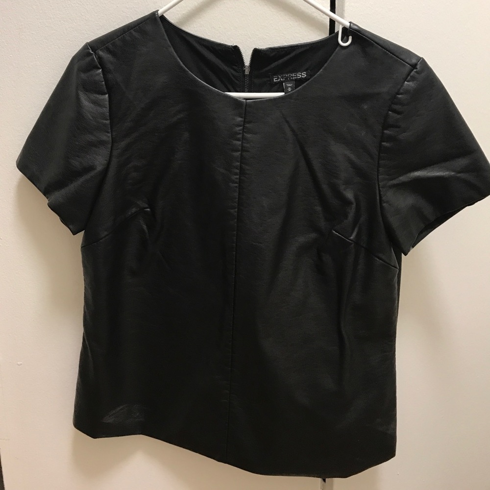 Leather Short Sleeve Top- Never Worn!!