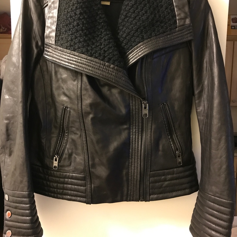 Michael Kors %100 Leather Moto Bomber Jacket