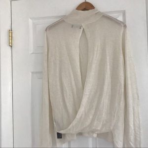 Zara white open back turtle neck sweater l