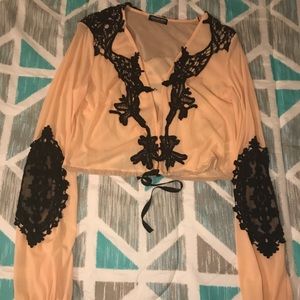 Embellished Blush Long Sleeve Crop Top Embellished Blush Long Sleeve Crop Top