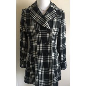 Forever 21 Classy Plaid Wool-Blend Peacoat Forever 21 Classy Plaid Wool-Blend Peacoat