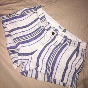 Blue and white striped shorts