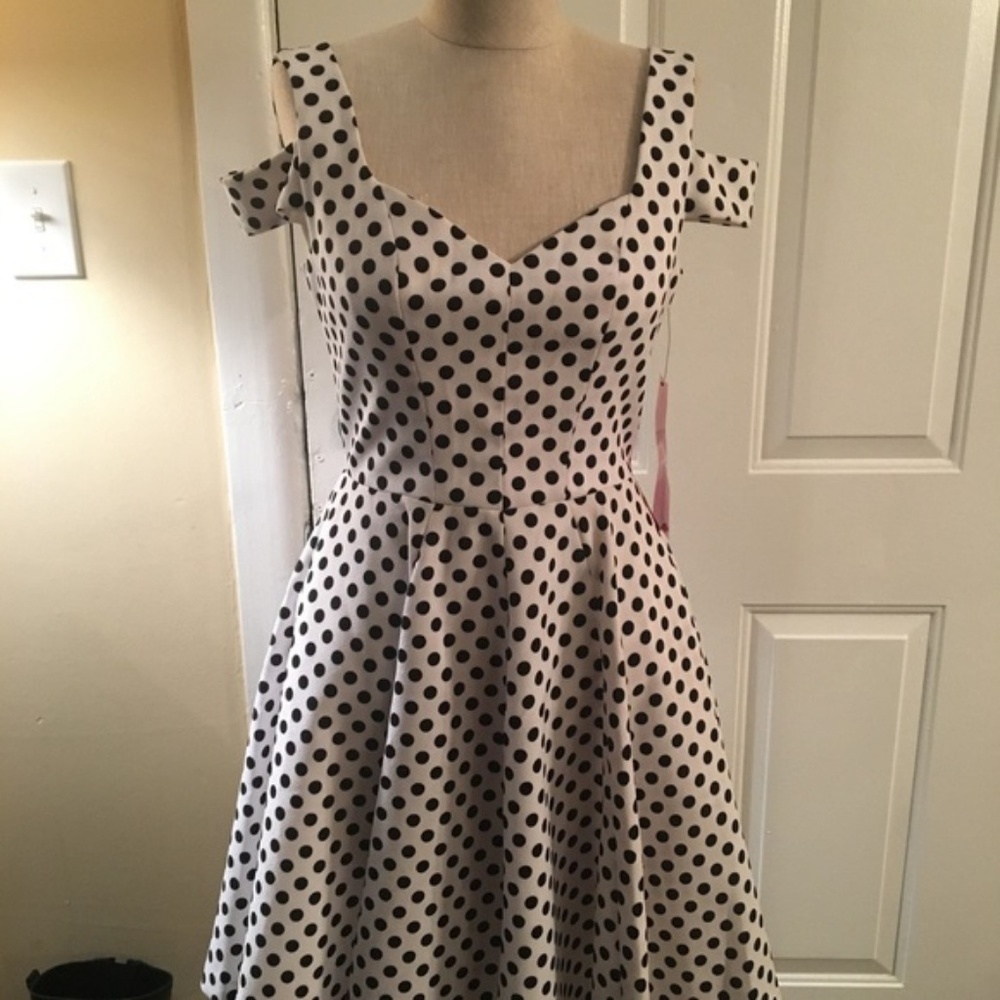 Betsey Johnson Cold Shoulder Polka Dot Dress