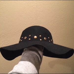 Studded wool floppy hat