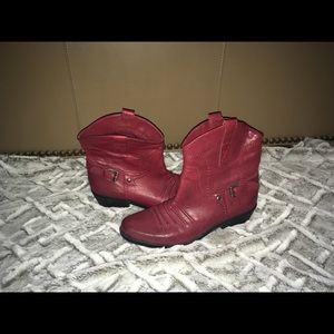 Franco Sarto Red Leather short ankle boots