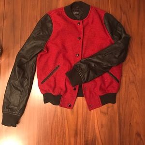 Topshop Red & Black Bomber Jacket