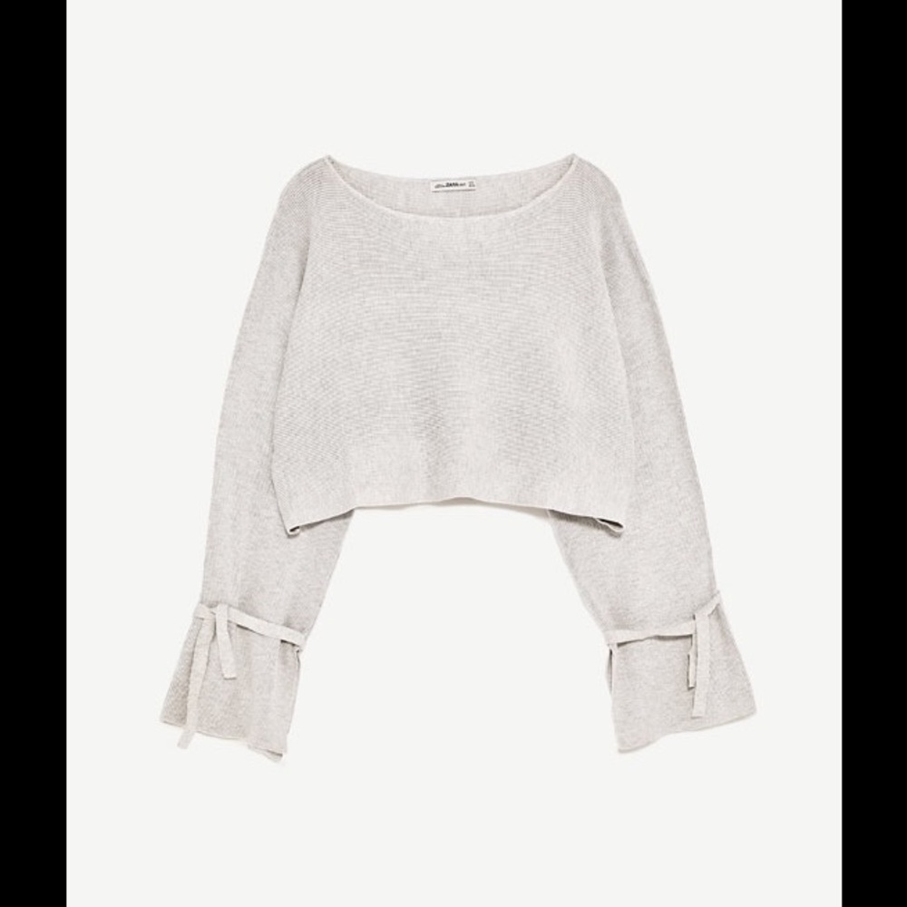 Zara cropped sweater with ribbon detail.