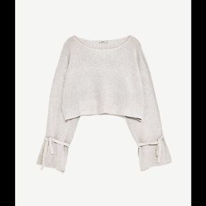 Zara cropped sweater with ribbon detail.