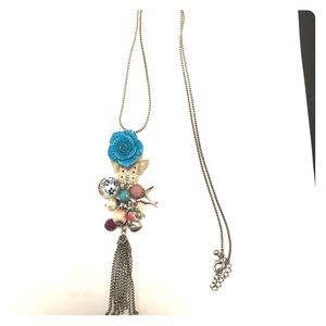 Long silver and pastel colors necklace