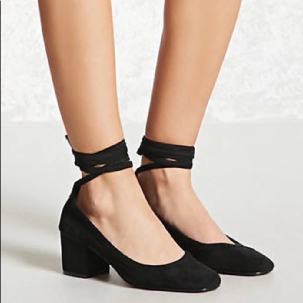 Forever 21 Faux Suede Ankle Wrap Heels