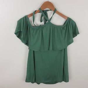 Light green halter ruffle top Light green halter ruffle top