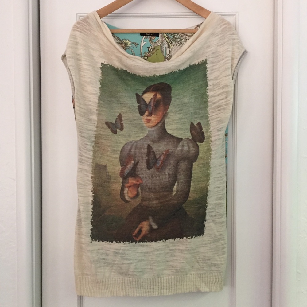 Sleeveless printed knit satin top