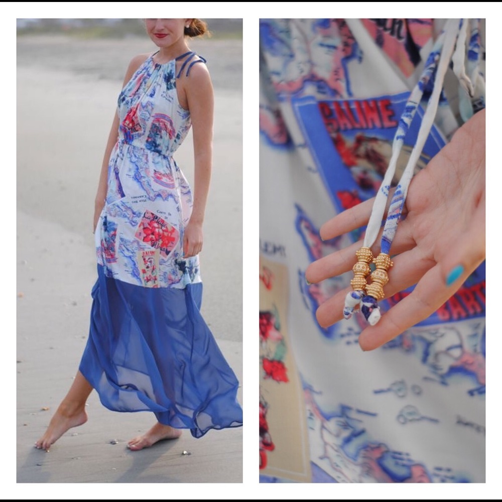 Peter Som Postcard Halter Maxi Dress