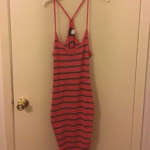 Pink n' Gray Stripped Midi Dress