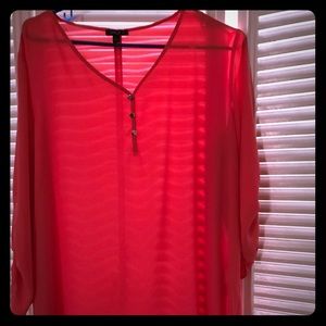 Salmon colored 3/4 sleeve sheer top Salmon colored 3/4 sleeve sheer top