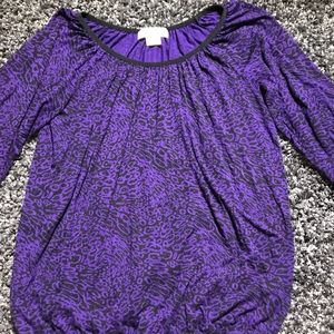 Michael Kors Purple Animal Print Shirt Size XS
