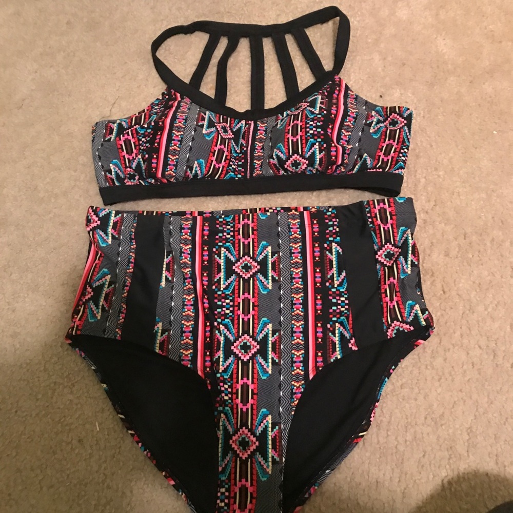 2xl forever 21+ high wasted tribal bathing suit